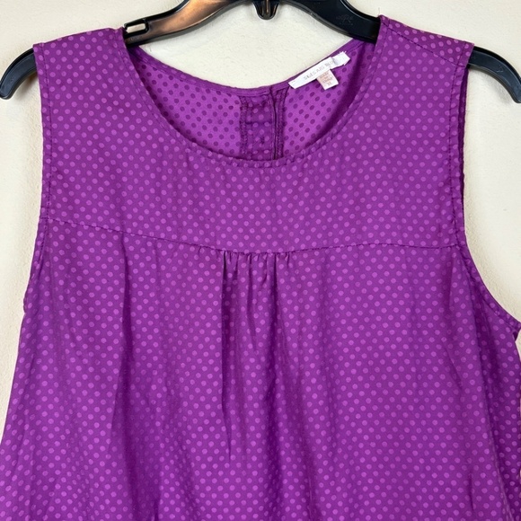 Skies are Blue Sleeveless Purple Polk a Dot Scalloped Hem Blouse; Size XL - Picture 3 of 9
